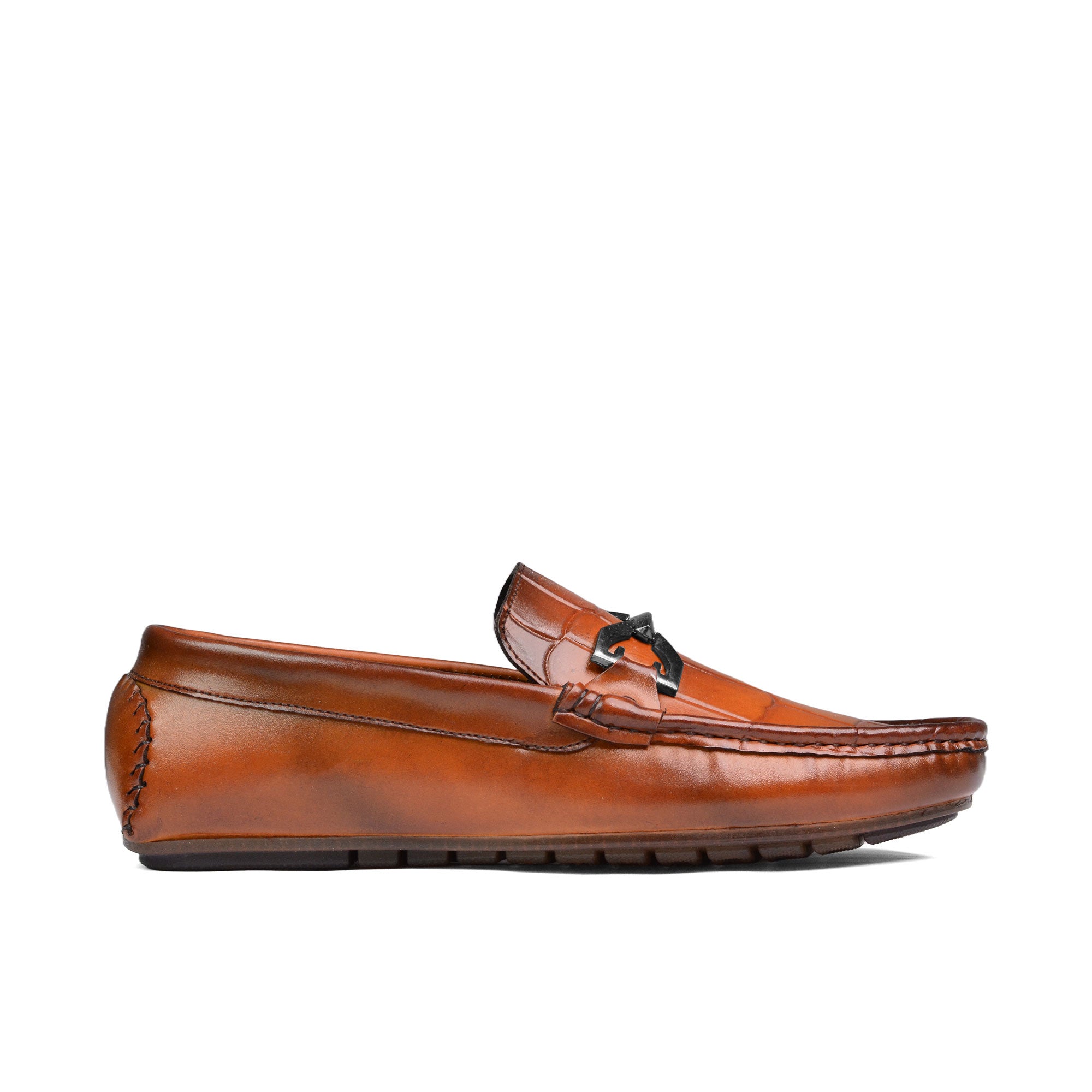 Brown Buckle Croc Loafer LS81