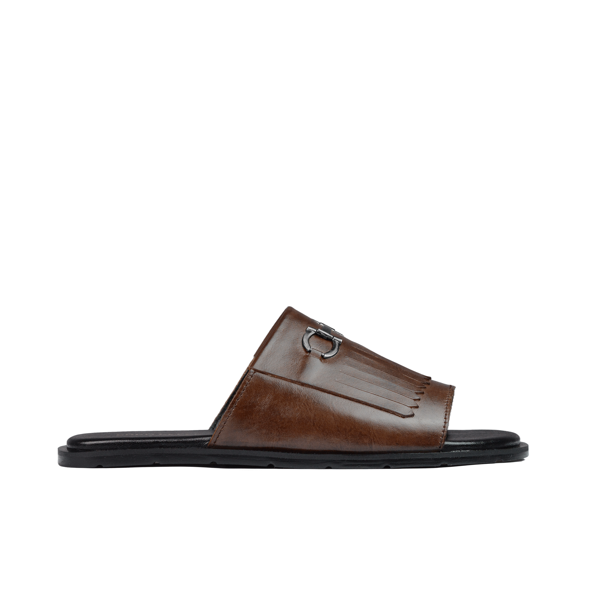 Brown Frill Leather Slipper SR02