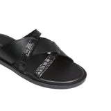 Black Croc Leather Slipper SJ07