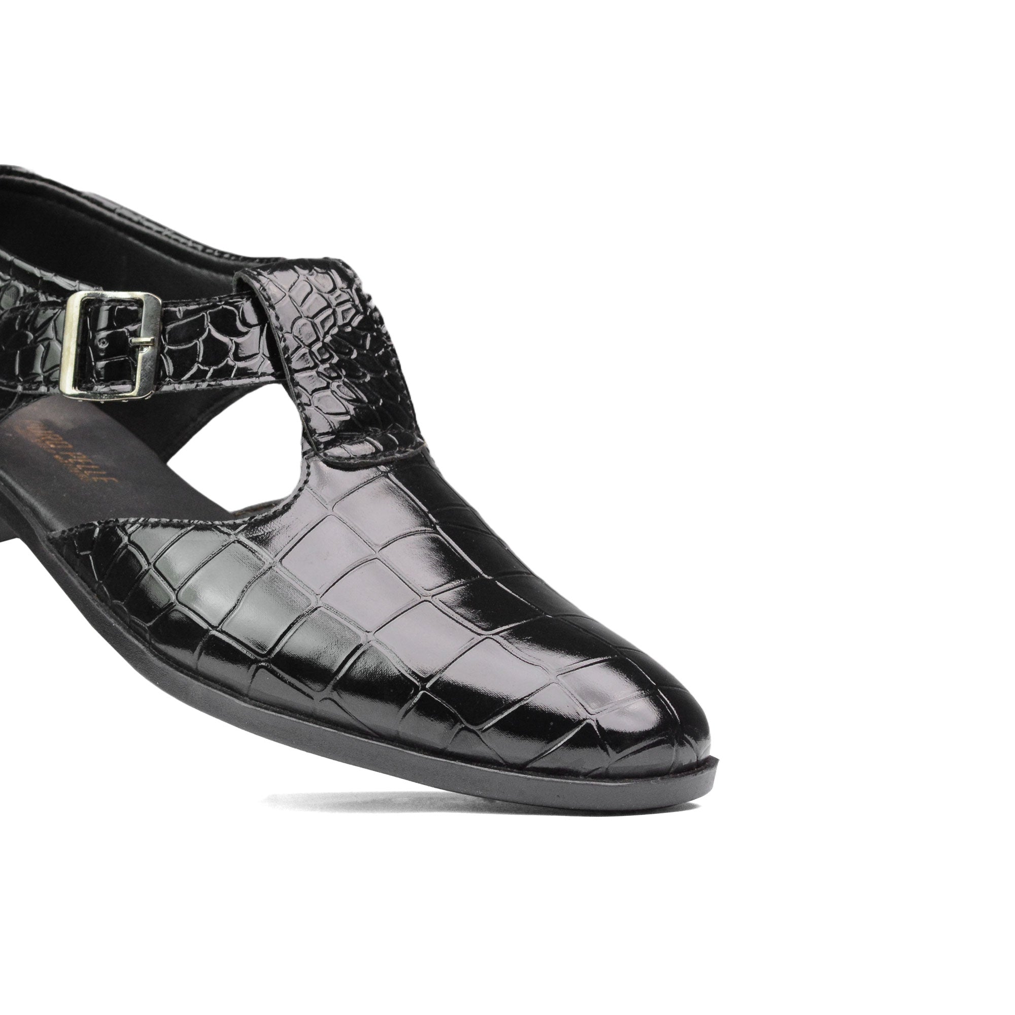 Black Croc Patent Sandal DZ02