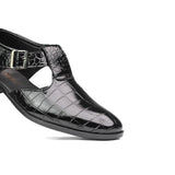 Black Croc Patent Sandals DU02