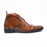 Men Formal Premium High Ankle Brown Tan Pure Leather Oxford Shoe 001