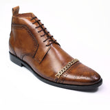 Men Formal Premium High Ankle Brown Tan Pure Leather Oxford Shoe 001