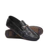 Black Elegant Textured Loafer LS33