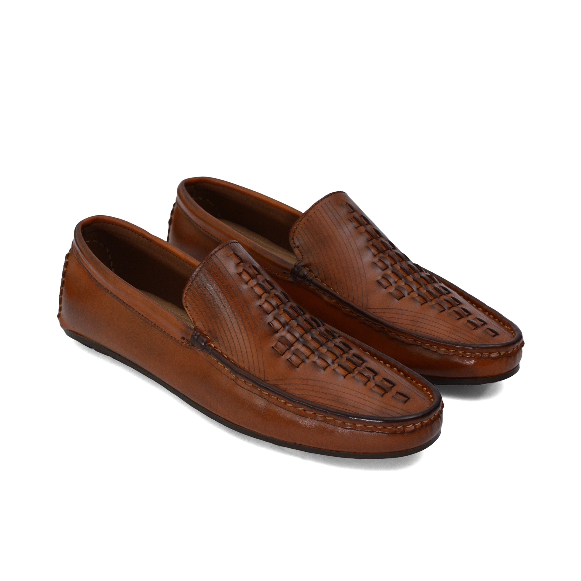 Brown Woven Eastern Loafer LA04