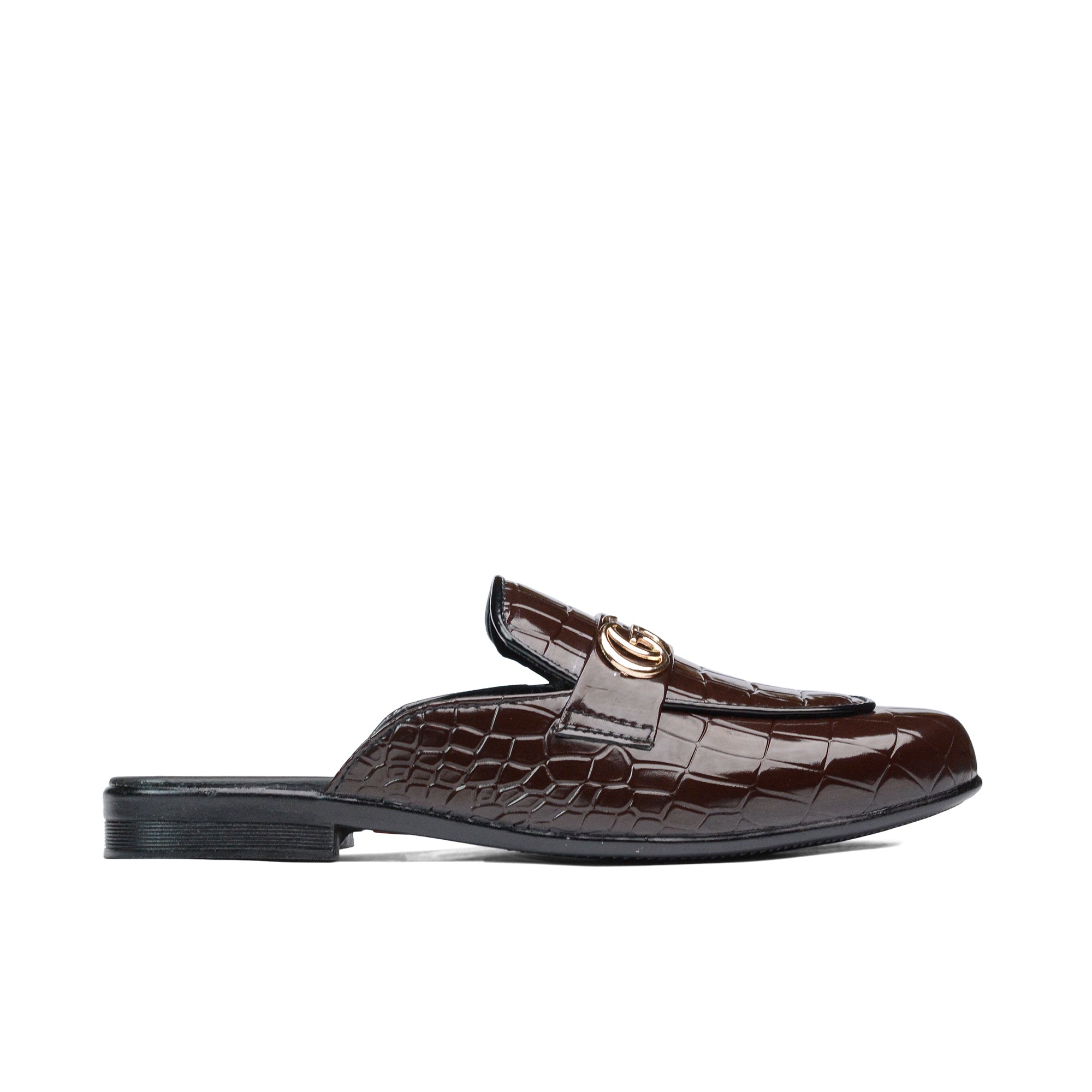 Brown Croc Textured Mule MJ04