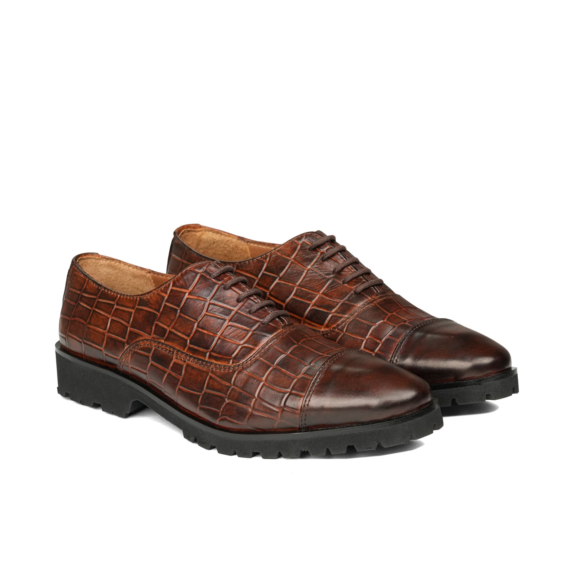 Brown Two Tone Lace Shoe PJ09