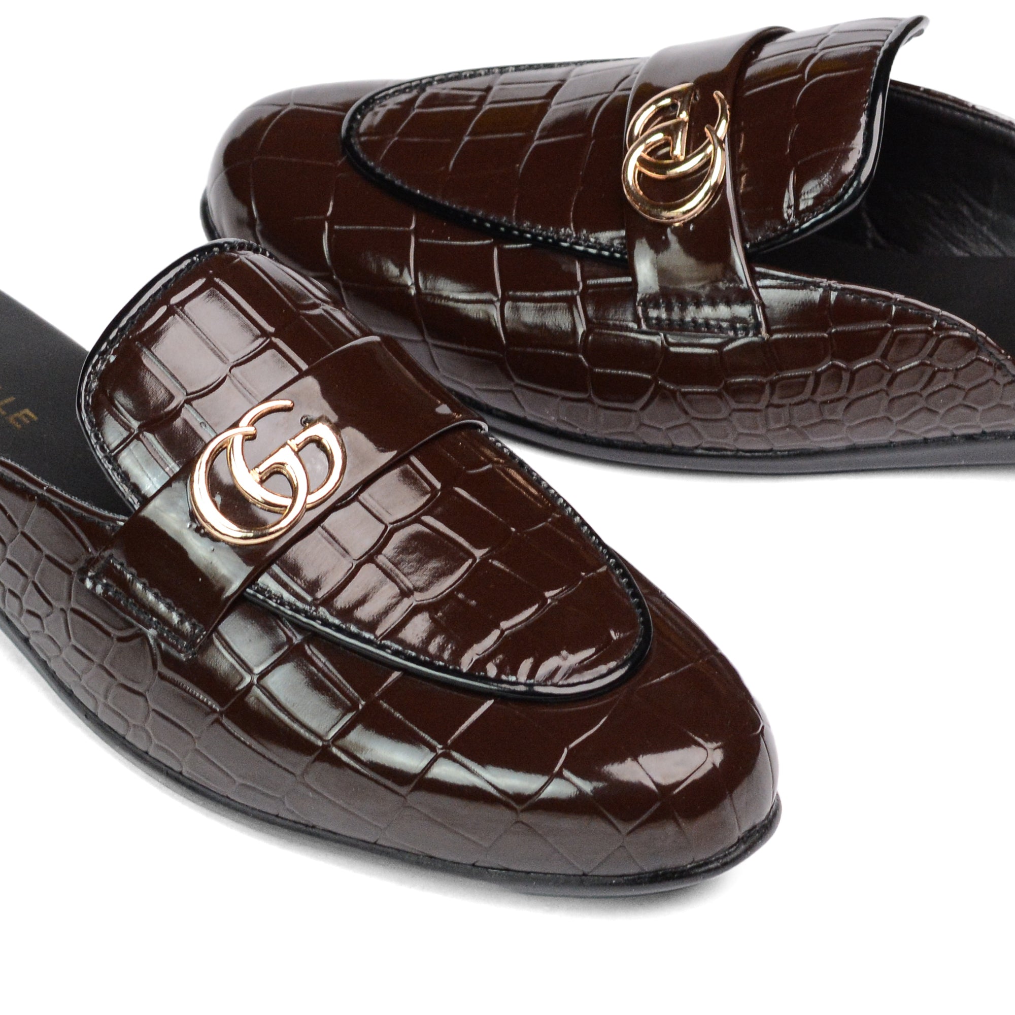 Brown Croc Textured Mule MJ04