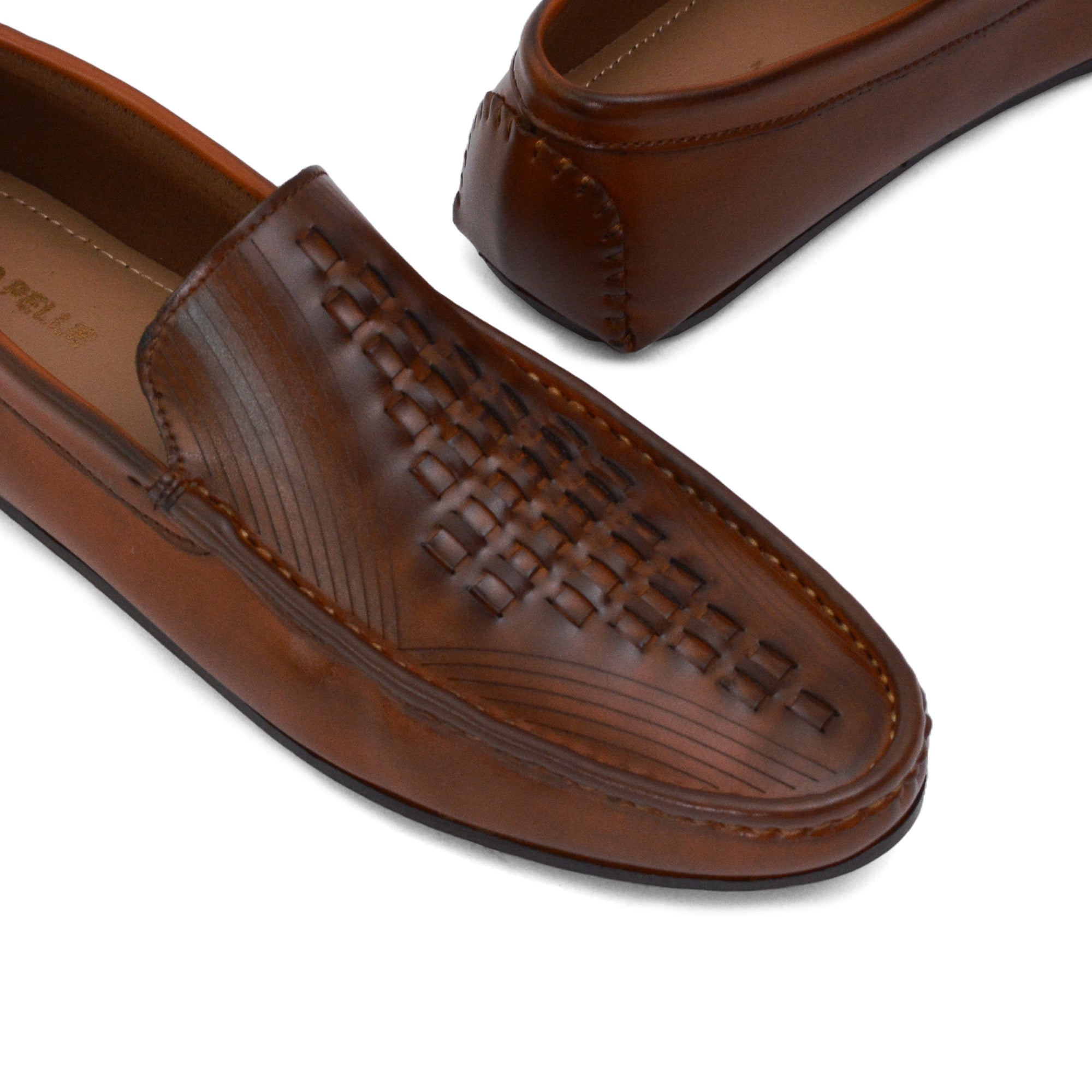 Brown Woven Eastern Loafer LA04
