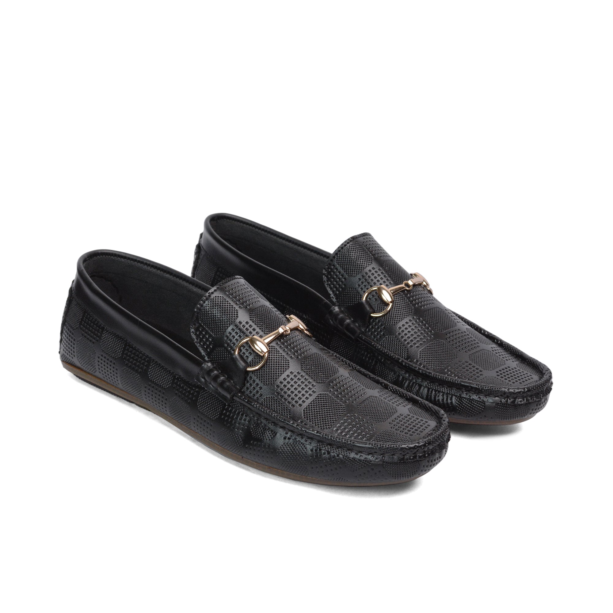 Black Elegant Textured Loafer LS33