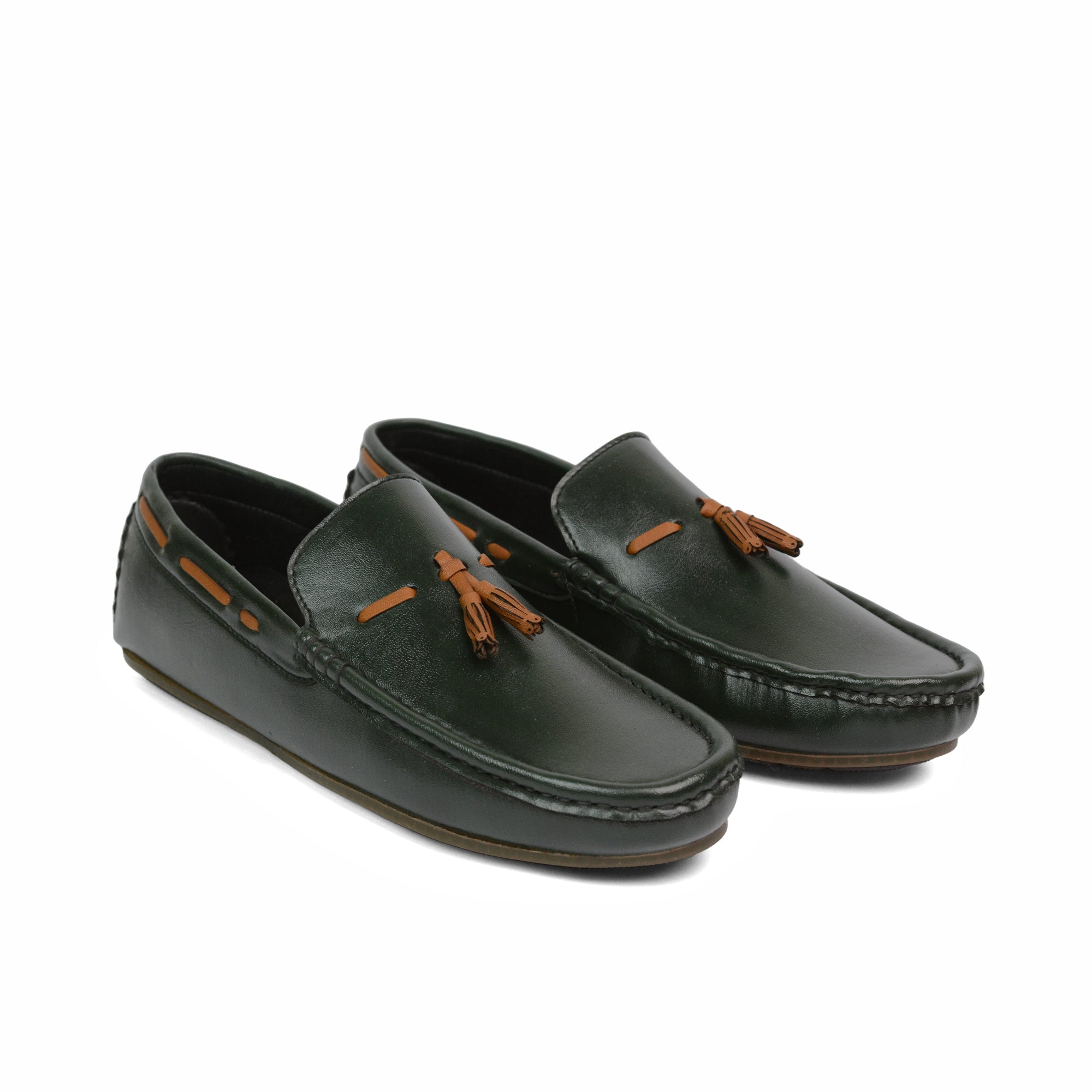 Green Tan Tassel Loafer LS18