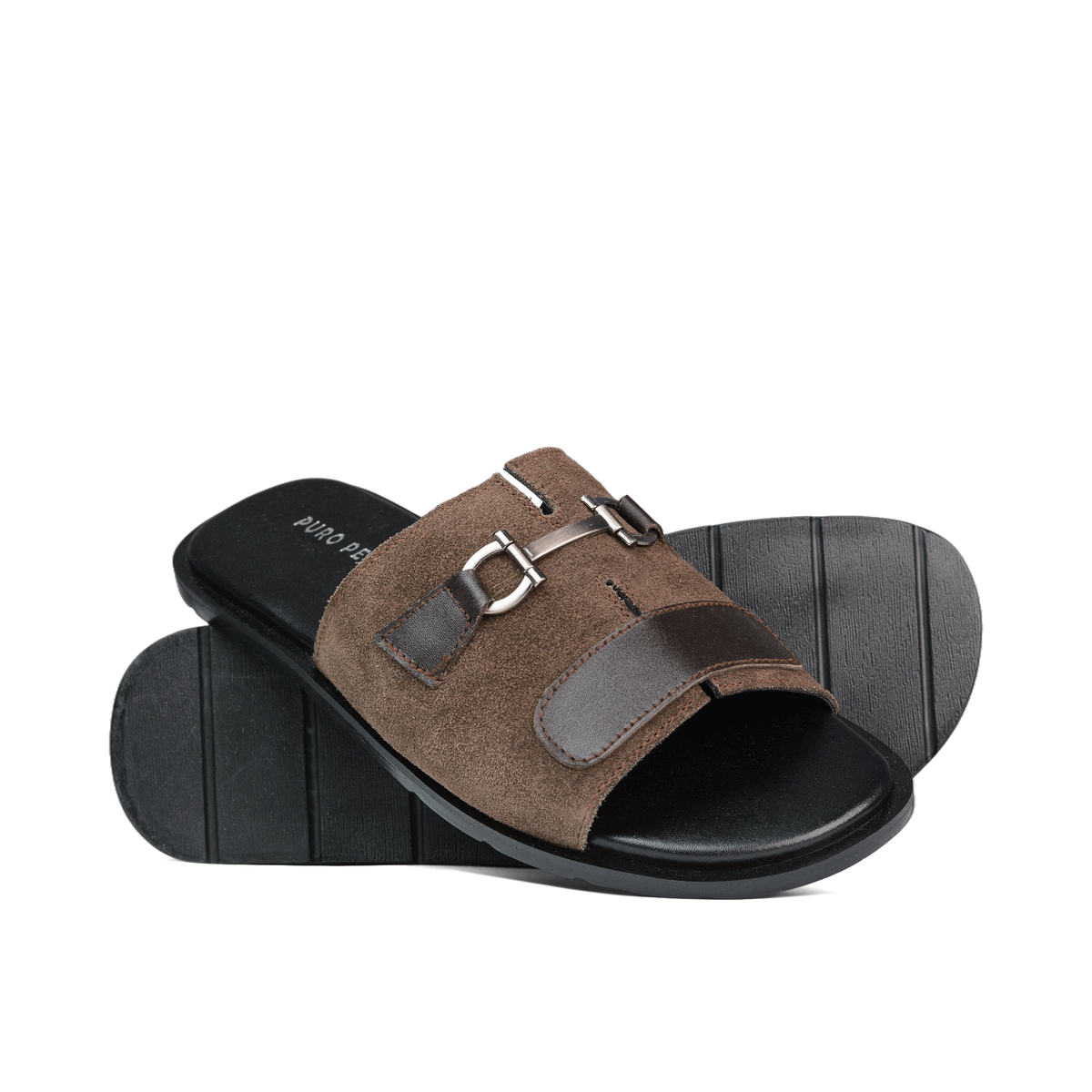 Coffee Buckle Suede Slipper SA38 Puropelle
