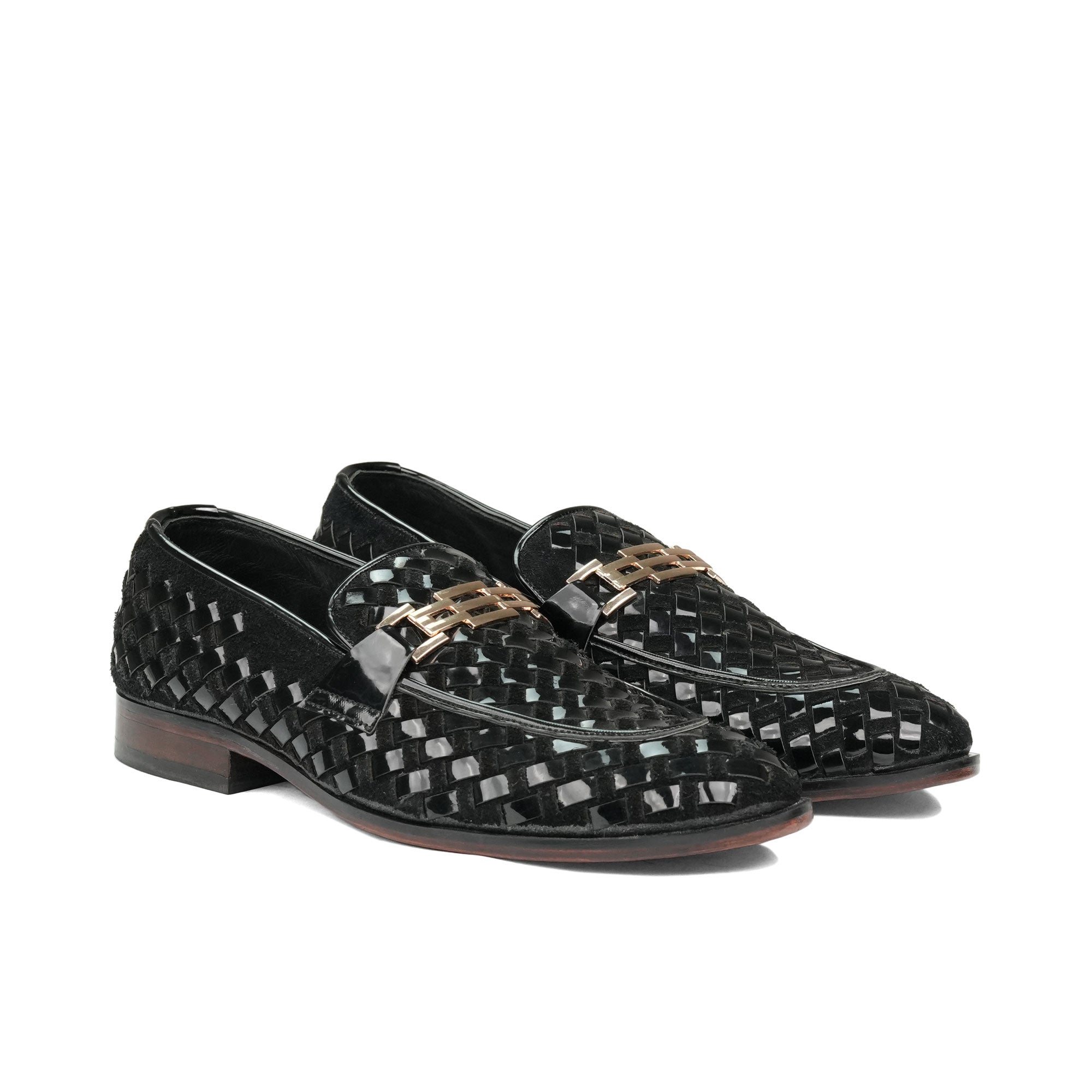 Black Woven Leather Shoe PR01