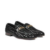 Black Woven Leather Shoe PR01