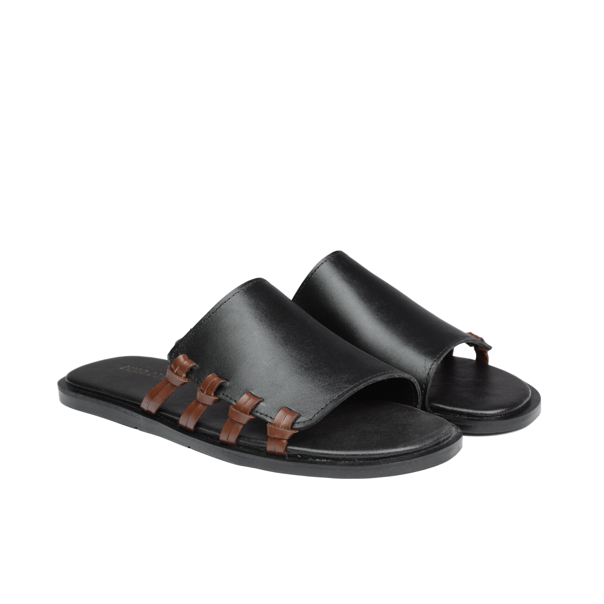 Black Stride Leather Slipper SA19
