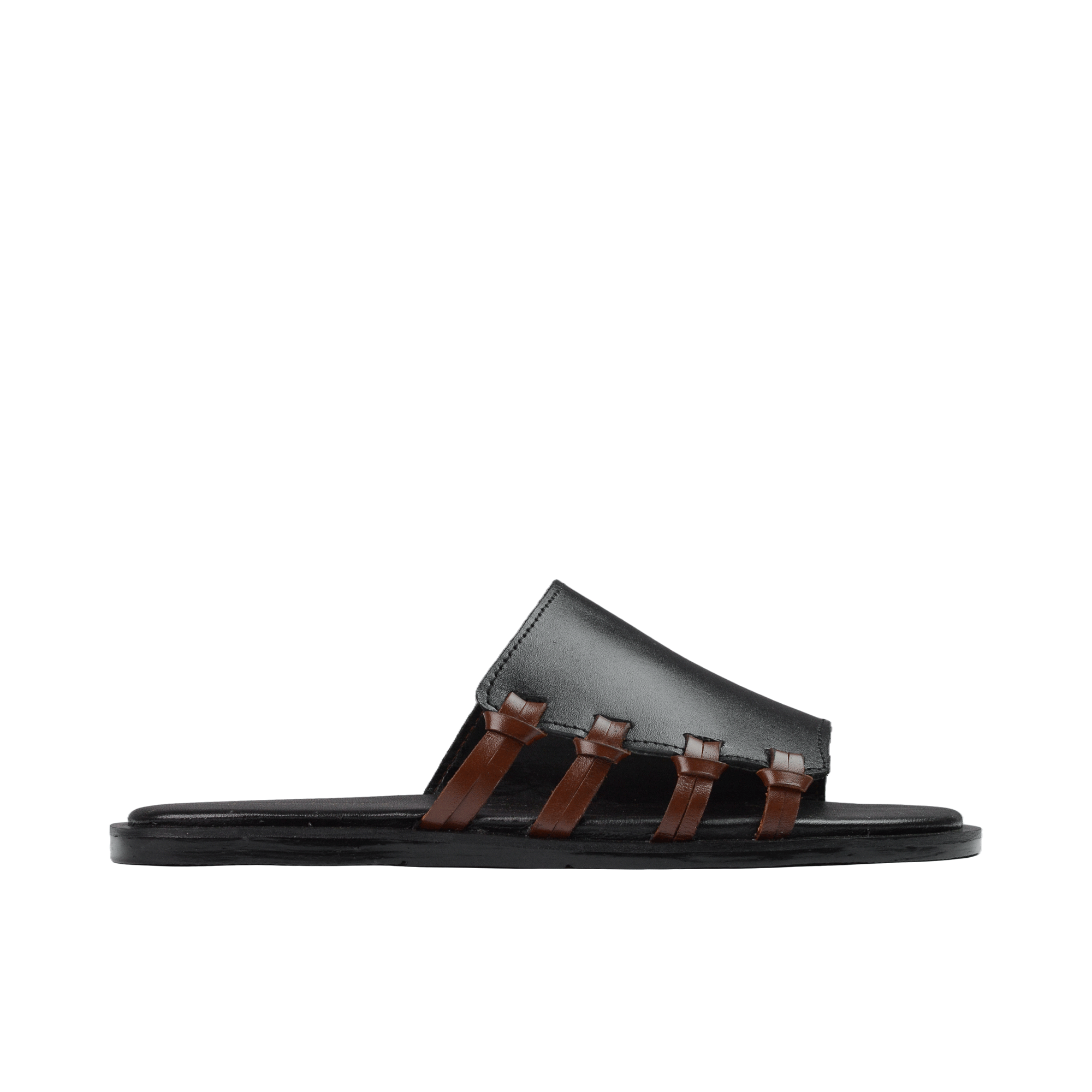 Black Stride Leather Slipper SA19