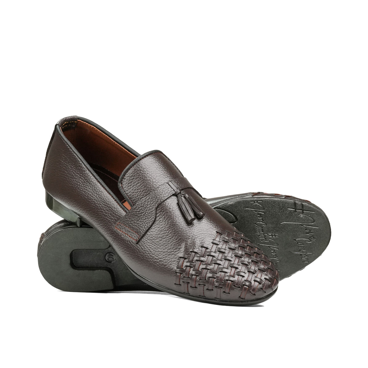 Dark Brown Mild Tassel Woven Shoe PA09