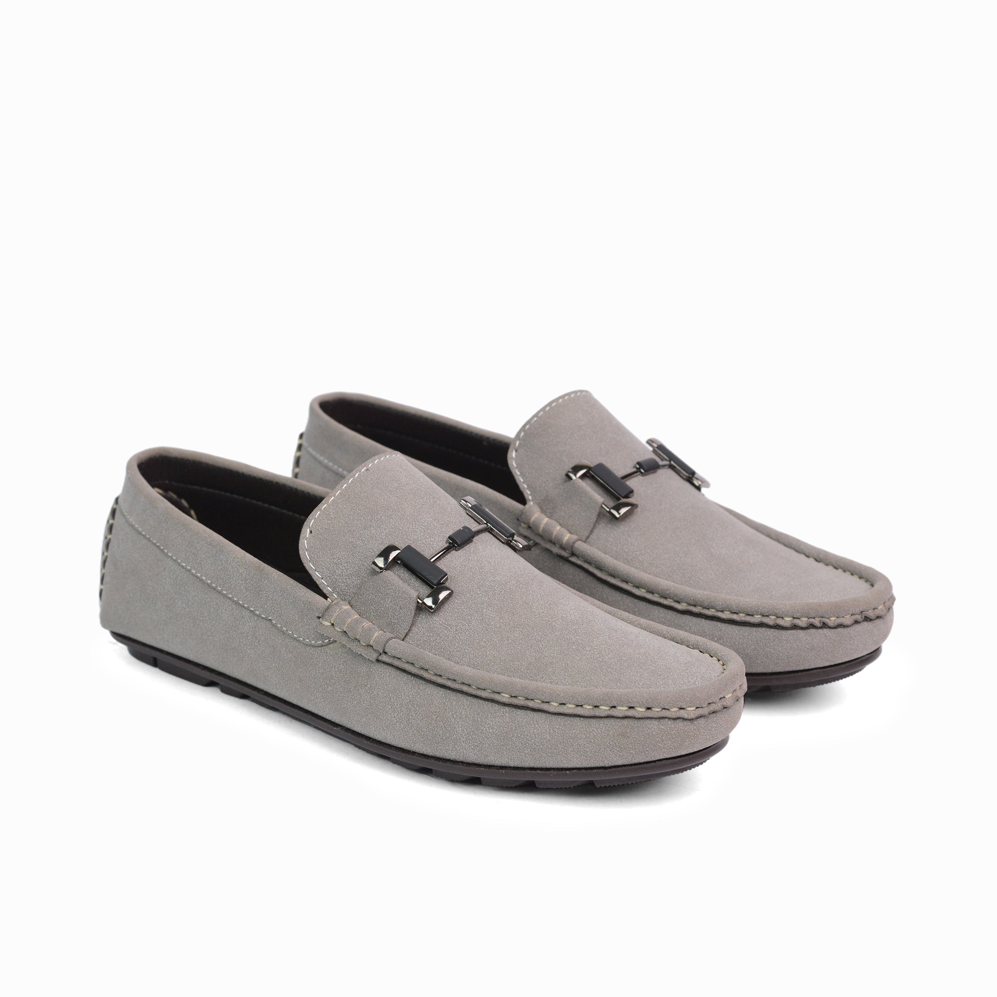 Grey Suede Buckle loafer LS45