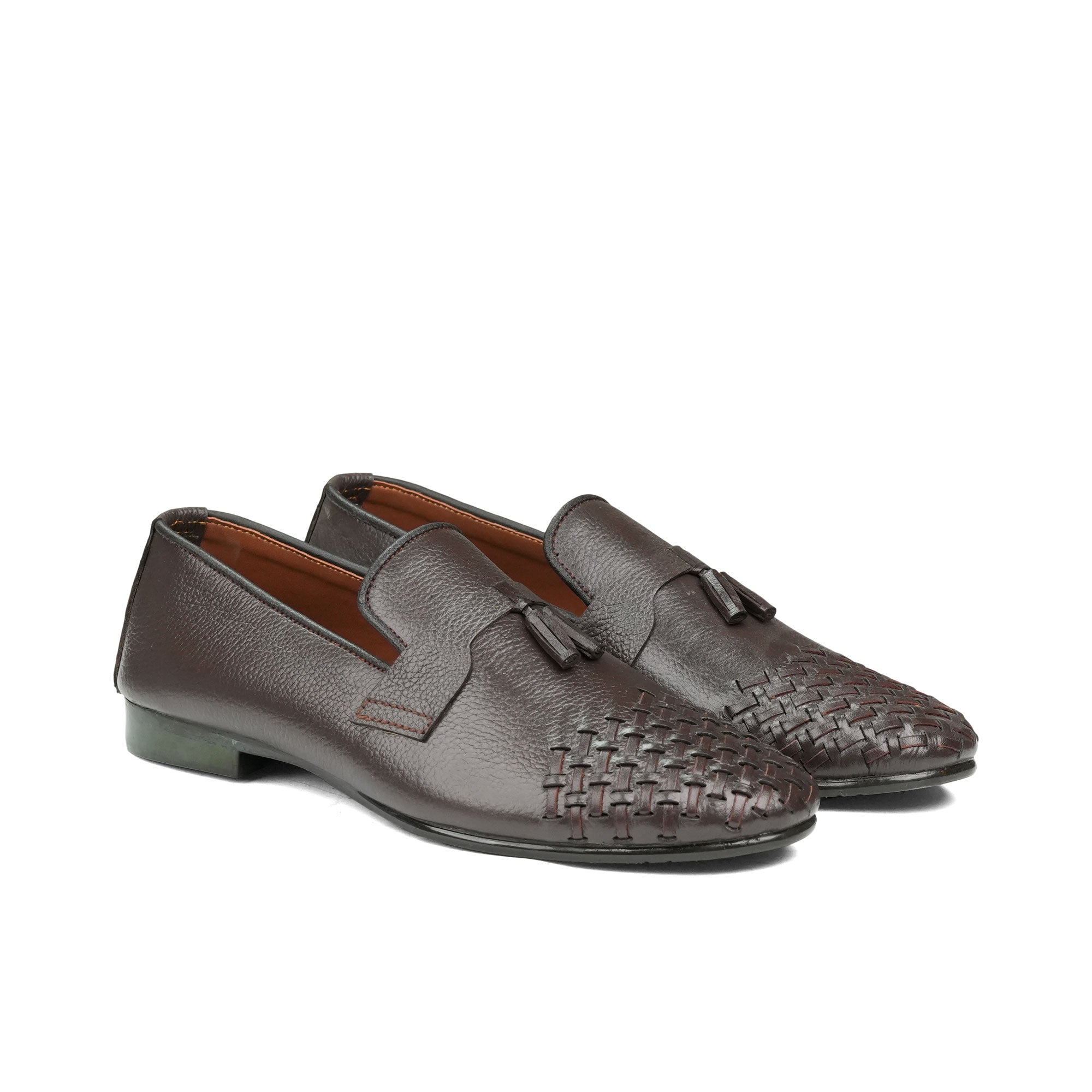 Dark Brown Mild Tassel Woven Shoe PA09