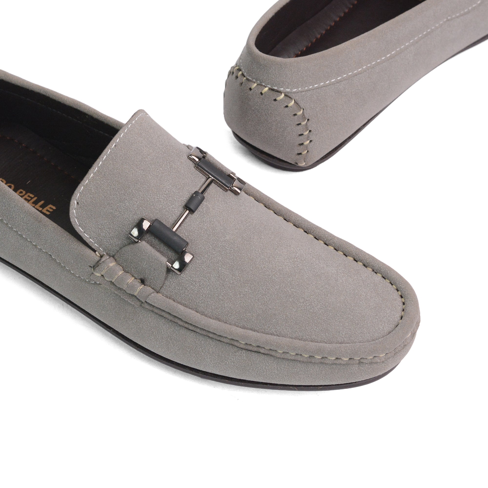 Grey Suede Buckle loafer LS45