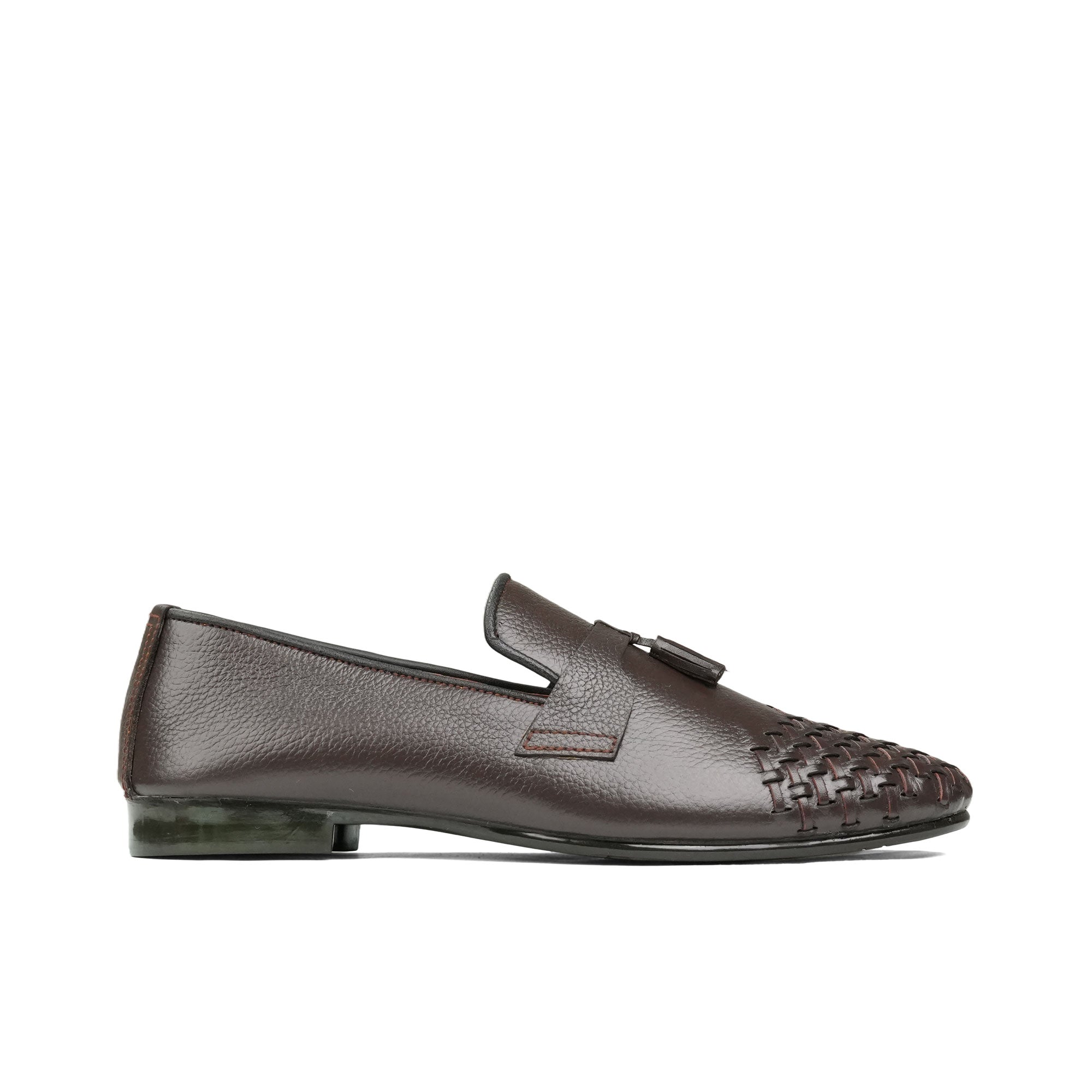 Dark Brown Mild Tassel Woven Shoe PA09