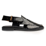 Black Patent Croc Peshawari Chappal DU04