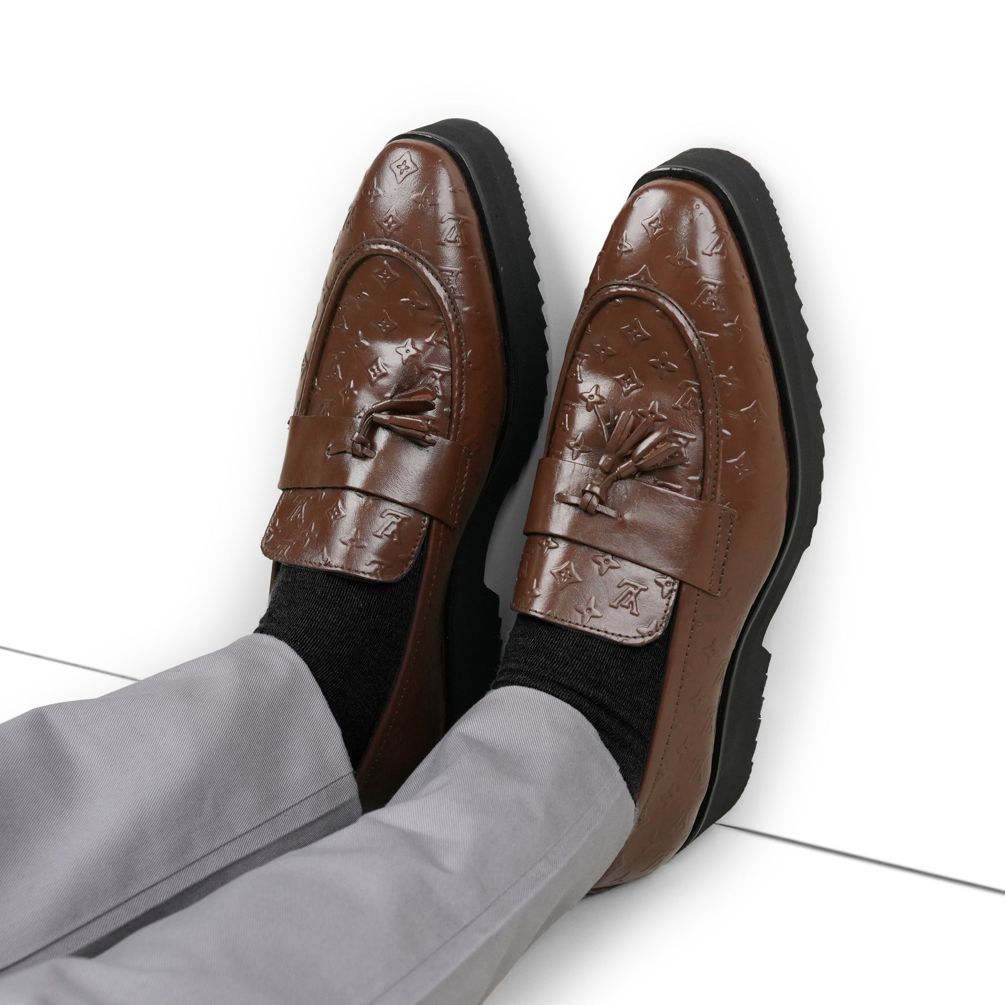 Brown High Sole Tassel Shoe PJ12
