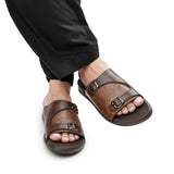 Dual-Buckle Brown Formal Slipper SA62