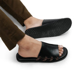 Black Stride Leather Slipper SA19