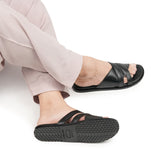 Black Croc Leather Slipper SJ07