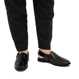 Black Patent Croc Peshawari Chappal DZ11