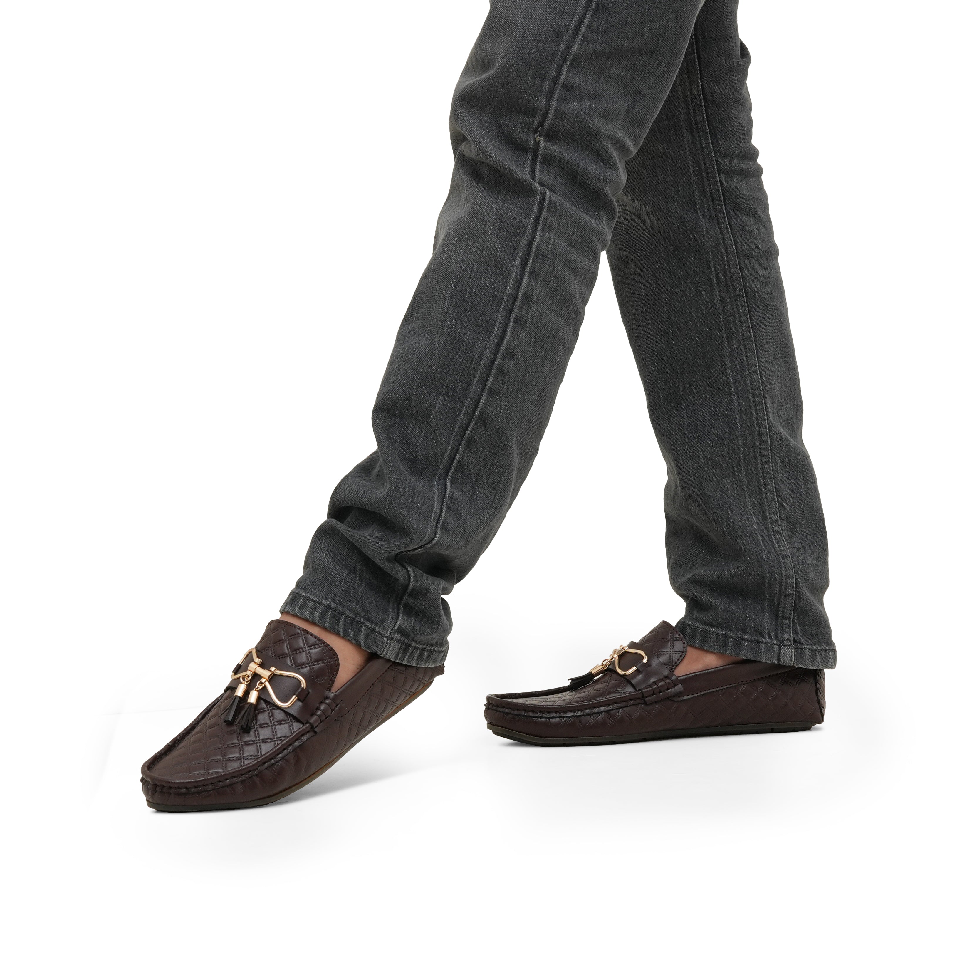 Brown Croc Tassel Loafer LS23
