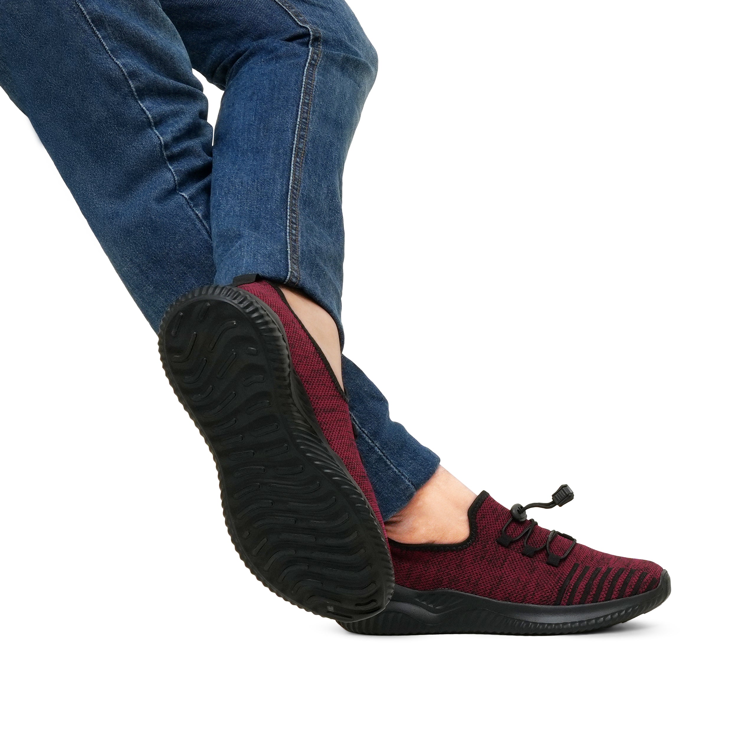 Maroon Lace Knitted Running Sneaker NSK-0040
