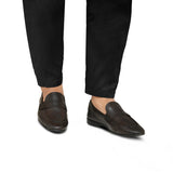 Textured Brown Slip-On Shoes PA43