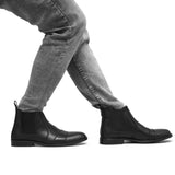 Black Elegant Leather Chelsea Boots PD02