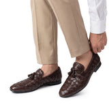 Brown Woven Leather Shoe PJ01