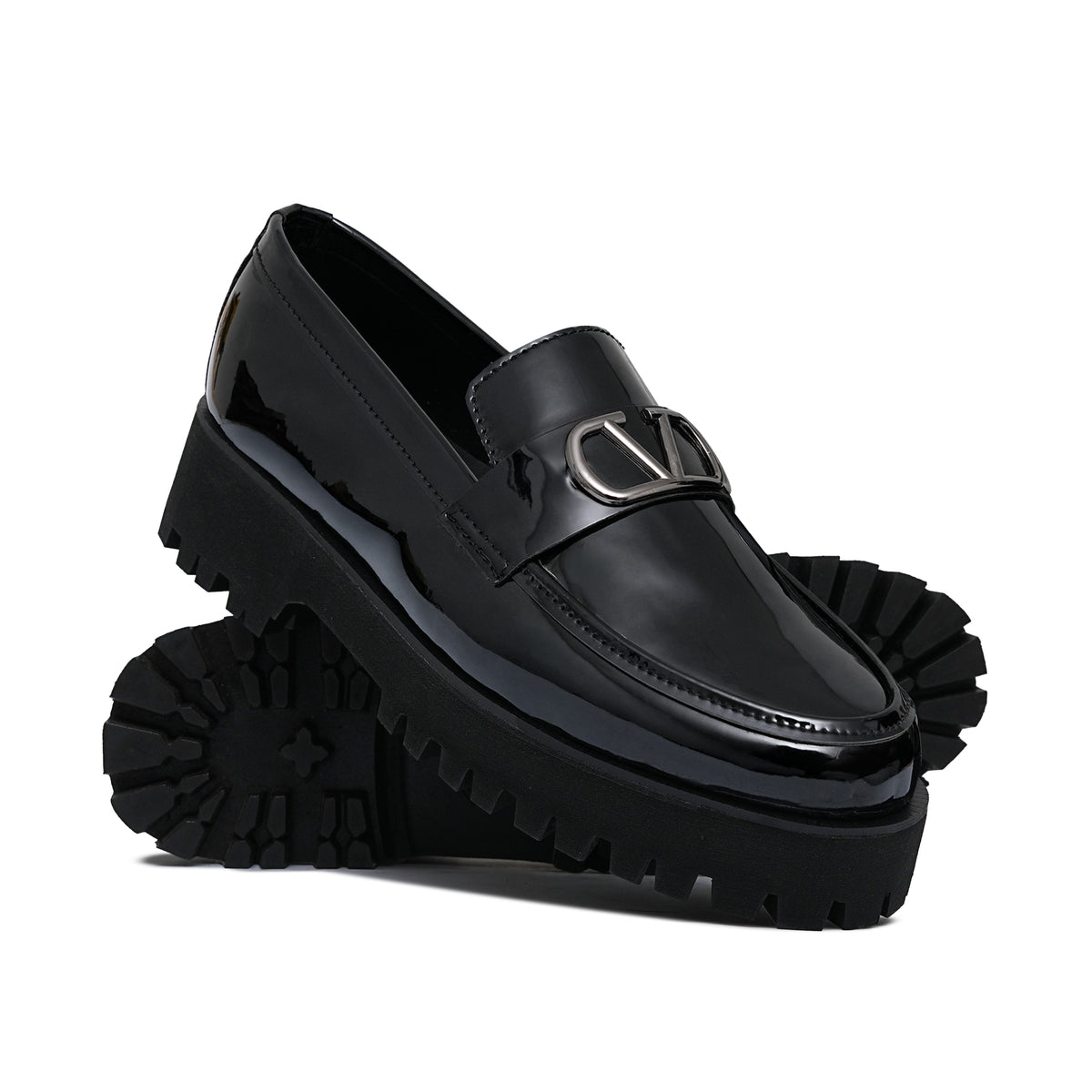 High Sole Black Patten Shoe FU09
