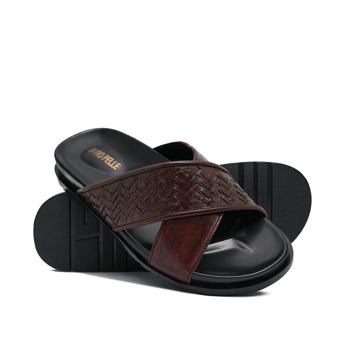 Brown Cross Slipper SA158