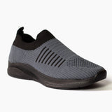 Black Grey Fly Knitted Running Sneakers