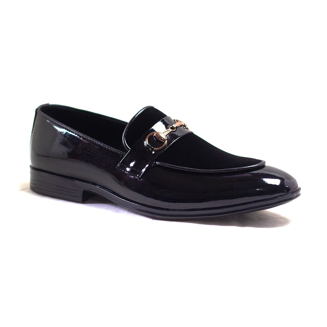 Men Formal Black Suede and Patent Shoe