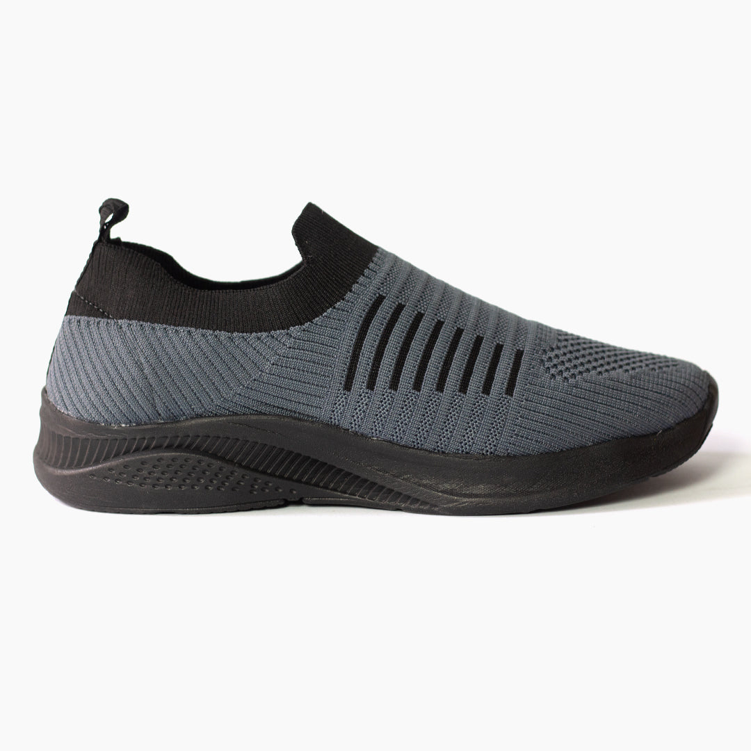 Black Grey Fly Knitted Running Sneakers