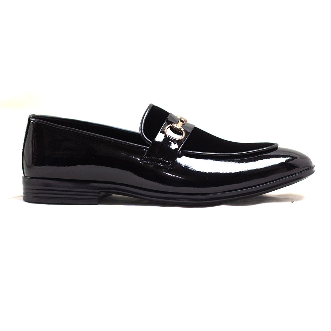 Men Formal Black Suede and Patent Shoe