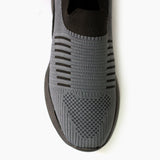 Black Grey Fly Knitted Running Sneakers