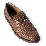 Men Formal Brown Woven Handmade Pure Leather Shoe