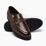 Men Formal High Sole Brown Croc Pure Leather Shoe