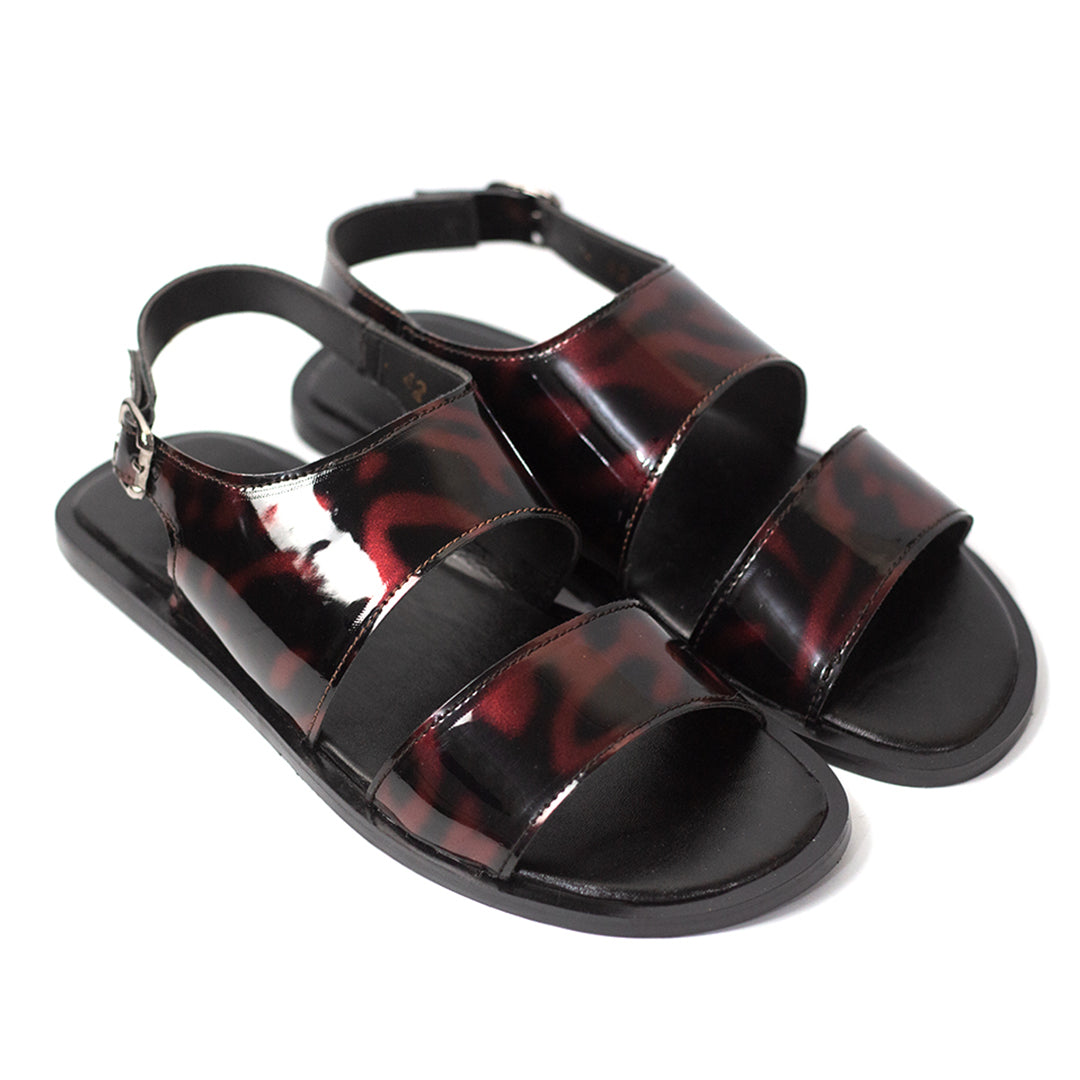Men Sandals Premium Black Burgundy Patent SLP0147