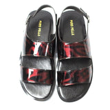 Men Sandals Premium Black Burgundy Patent SLP0147
