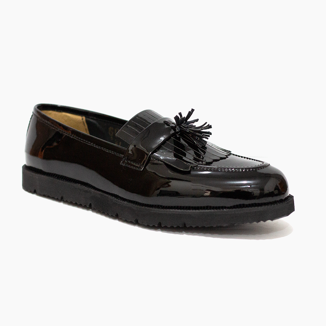 Men Formal High Sole Black Pure Patent Leather Shoe