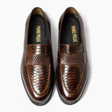 Men Formal High Sole Brown Croc Pure Leather Shoe