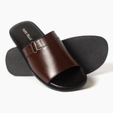Men Brown Leather Slippers SlpBr06
